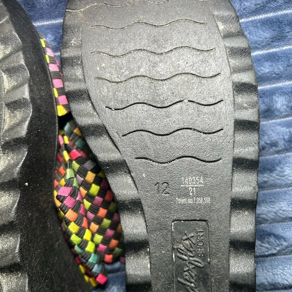 VTG DexFlex Payless  Y2K size 12 mesh Rainbow cross front platform sandals